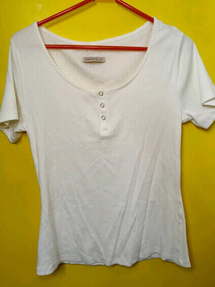 White Top With Buttons