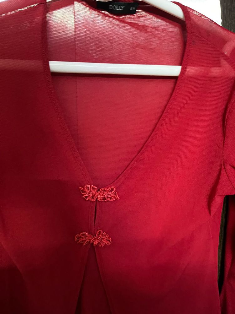 Red Dolly Button-Up Top
