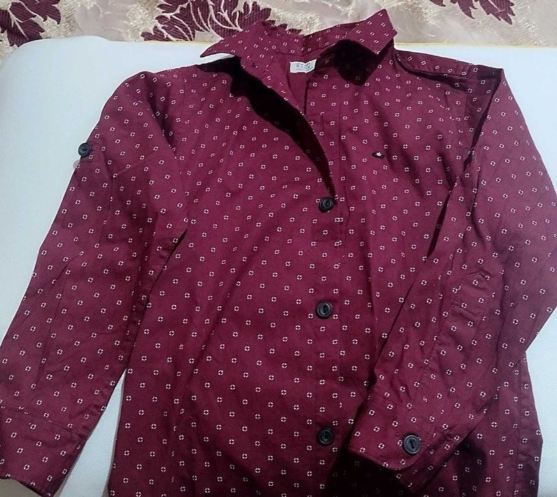 Burgundy Dotted Shirt