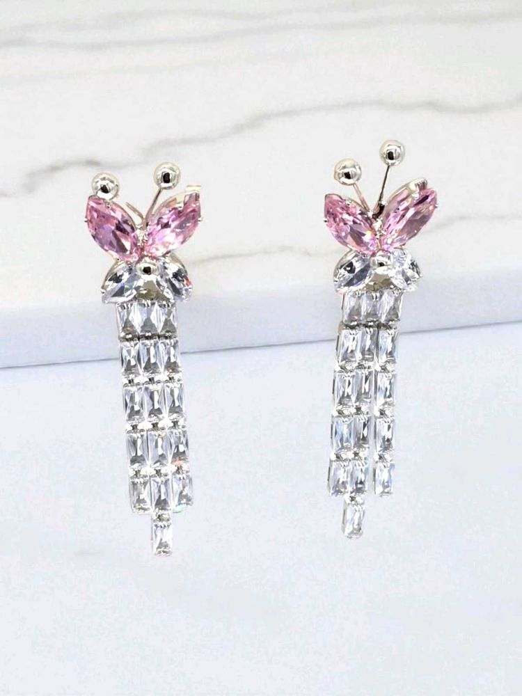 Butterfly Rhinestone Dangle Earrings