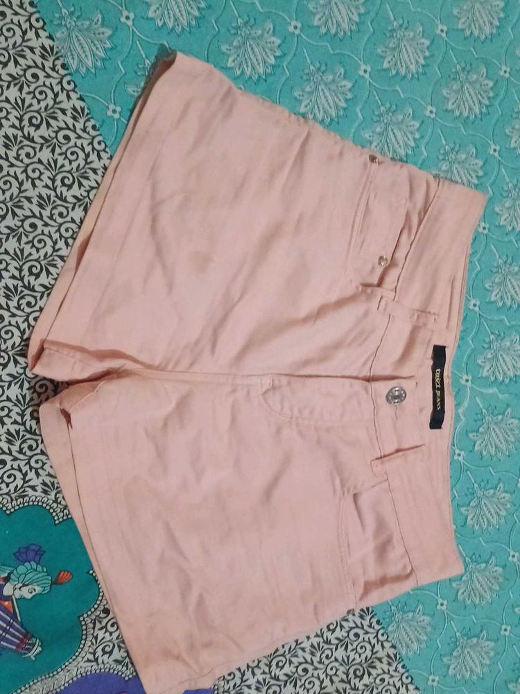 Peach Denim Shorts