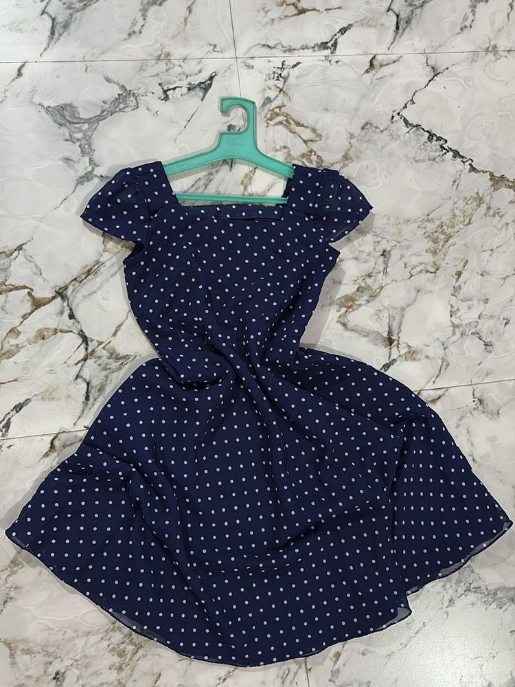 Navy Polka Dot Mini Dress