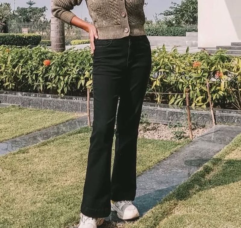 Black Flared Denim Jeans