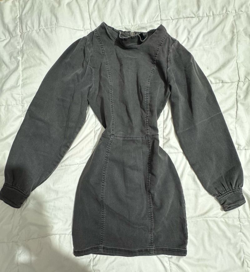 Grey Denim Bodycon Dress