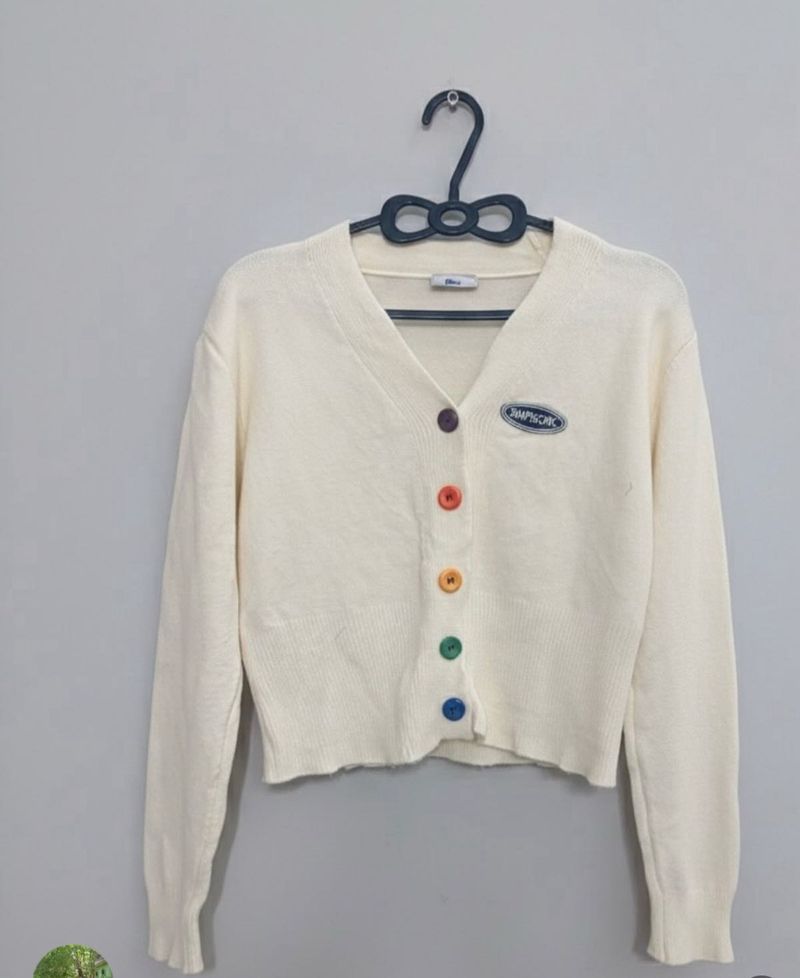 Cute Cardigan with Rainbow Buttons