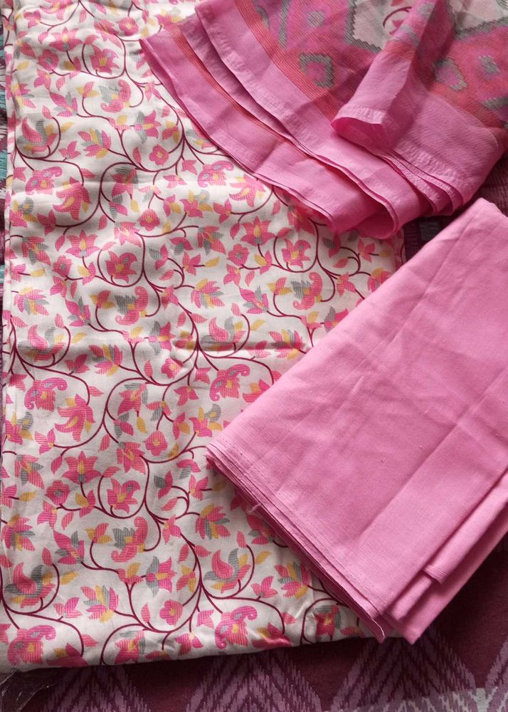 Pink Floral Dress Material