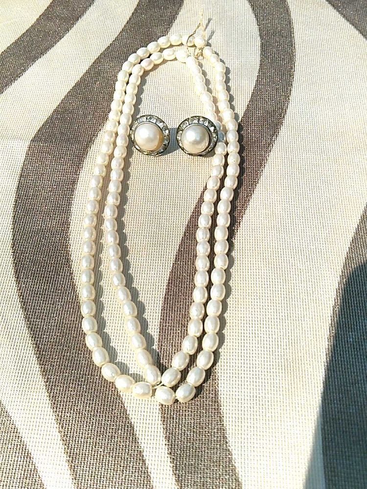 Vintage Pearl Necklace &amp; Earring Set