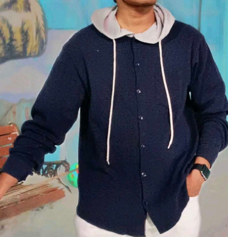 Hooded Navy Blue Jacket