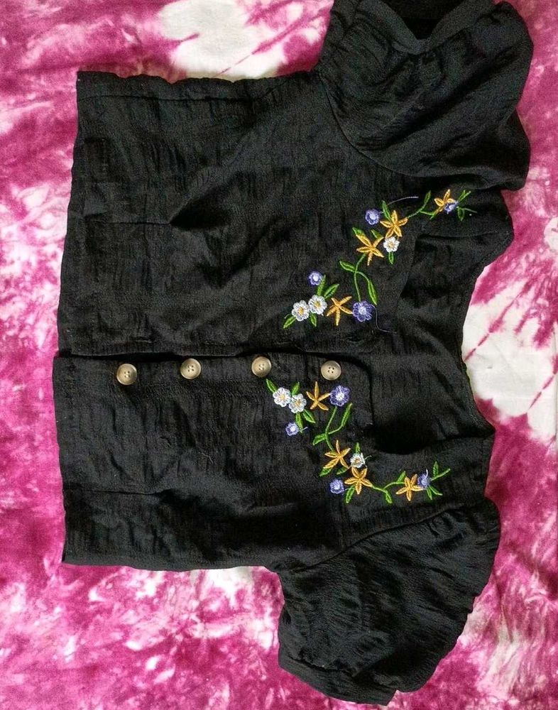 Black Top With Embroidery😍