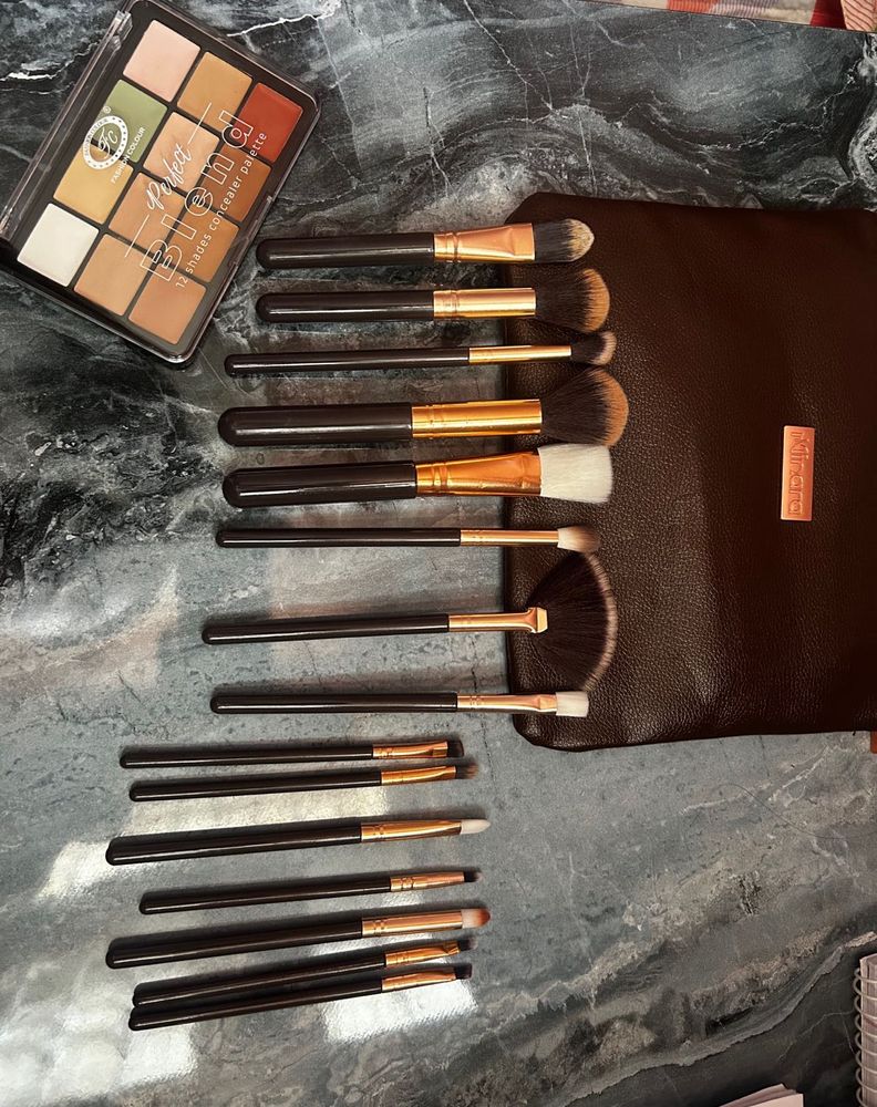 Makeup Brush Set and Pouch + Concealer Palette