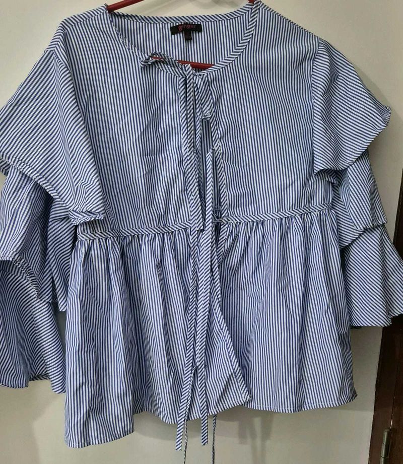 Striped Blue Flare Shirt-Coat – Breezy &amp; Beautiful
