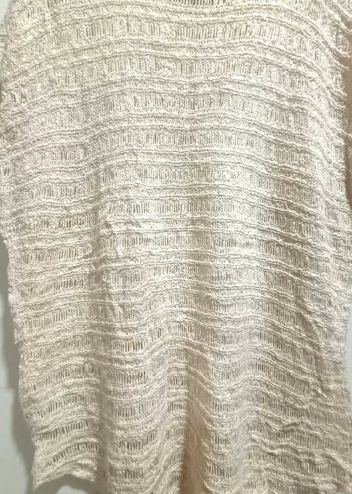 Beige Textured Knit Top