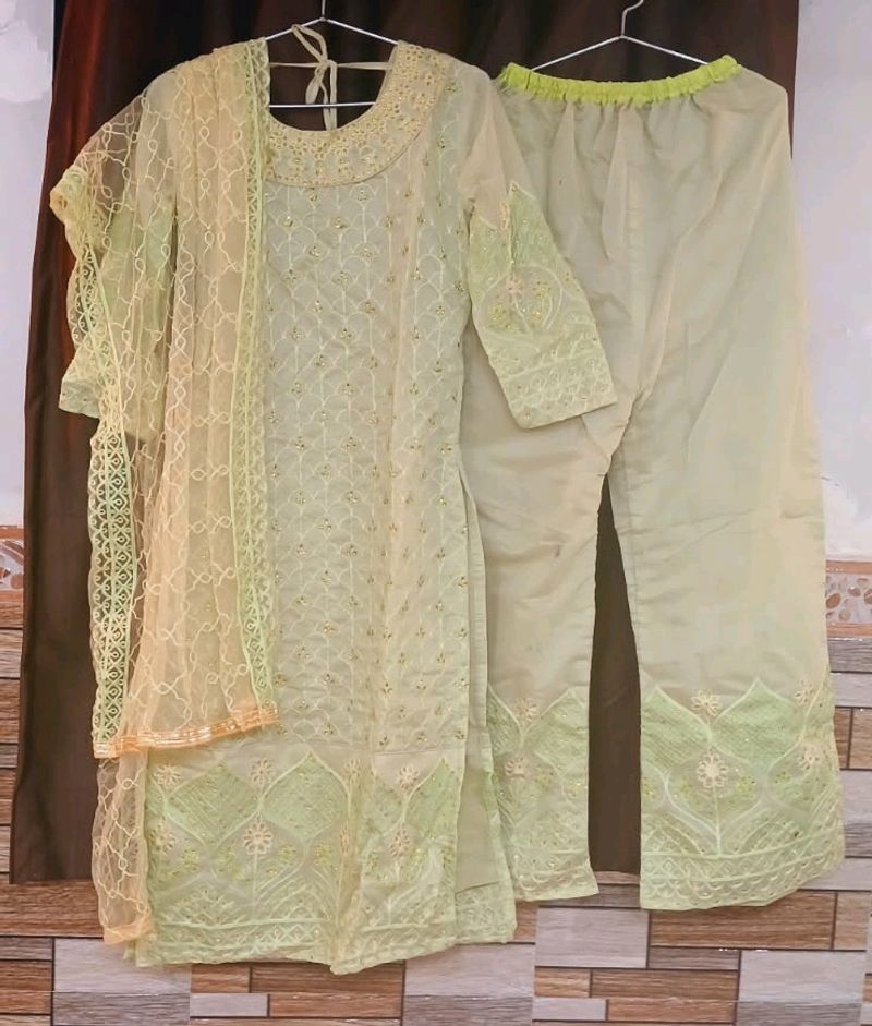 Embroided Green Suit Set