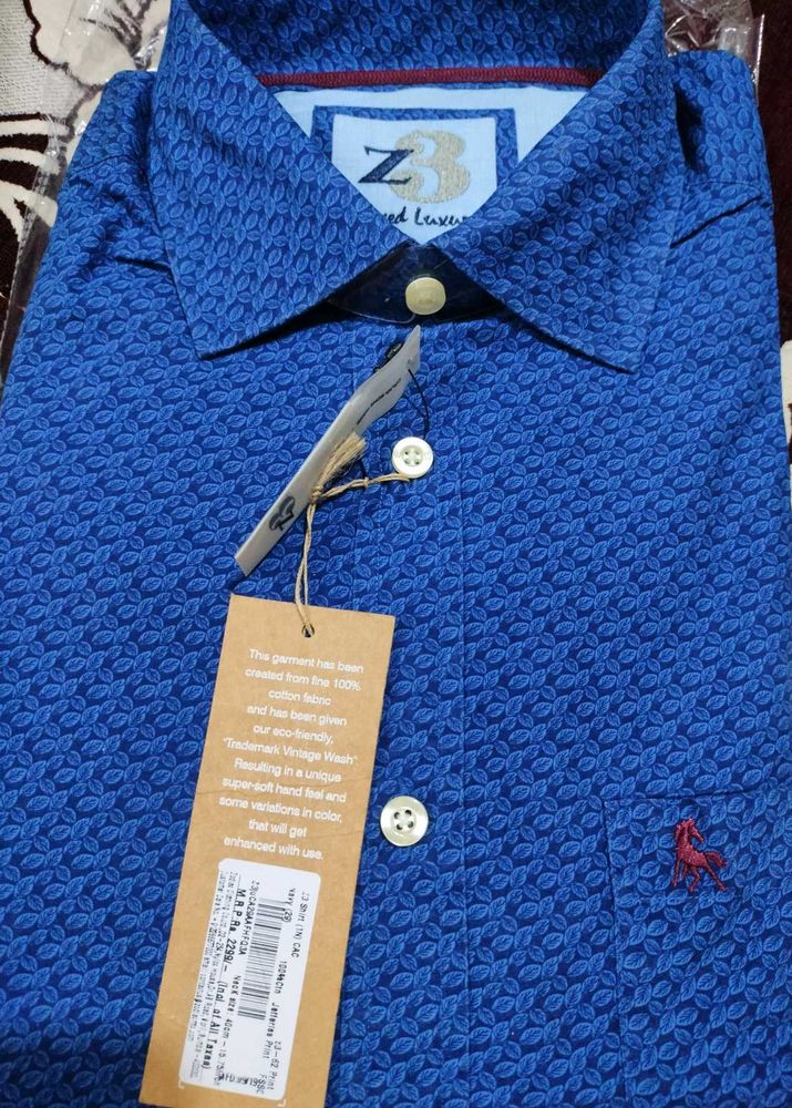 Z3 Brand Blue Patterned Casual Shirt