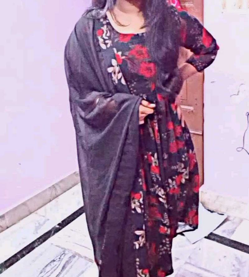 Floral Print Kurti with Dupatta