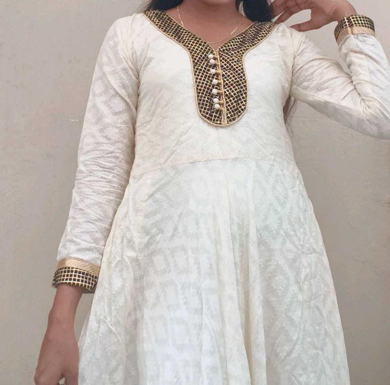 Elegant Cream Anarkali Dress