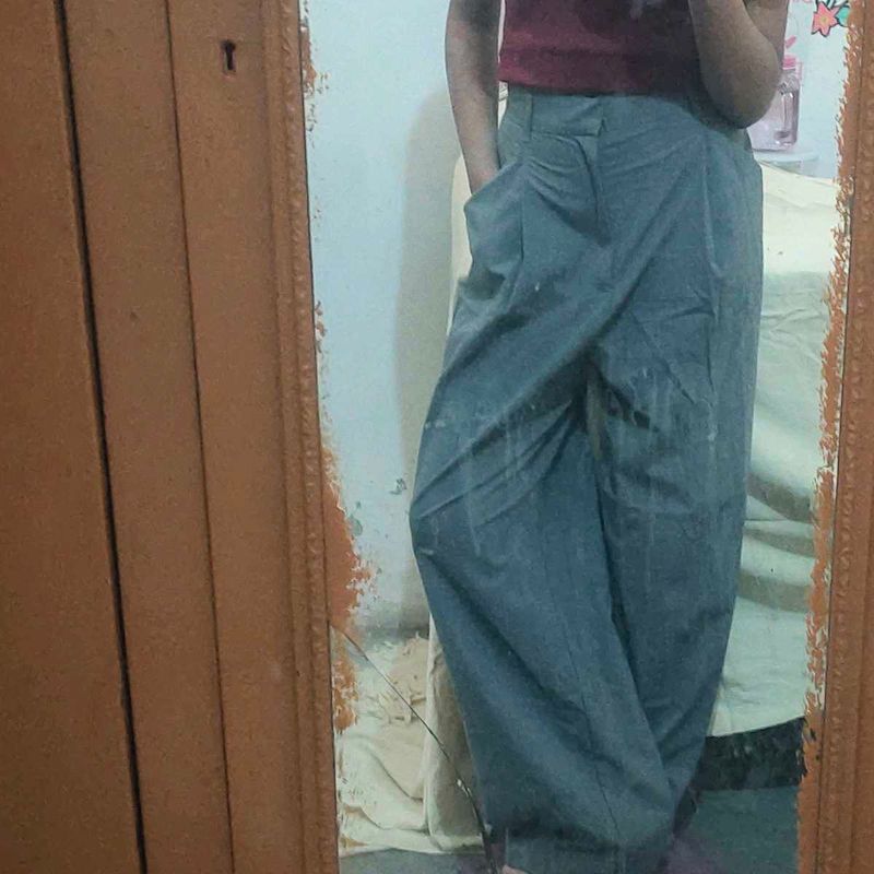 Stylish Grey And Olive Green Pants Set