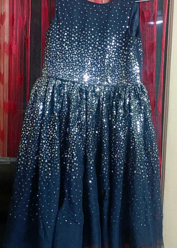 Sparkling Navy Blue Sleeveless Dress for Girls