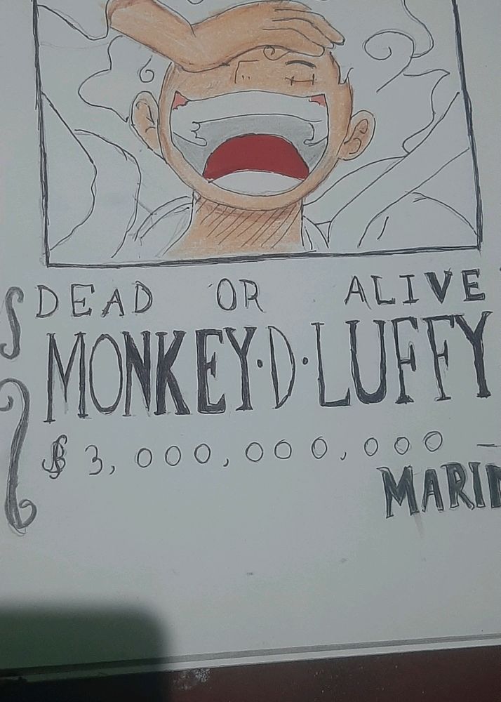 Luffy Gear 5 Wanted Poster Drawing