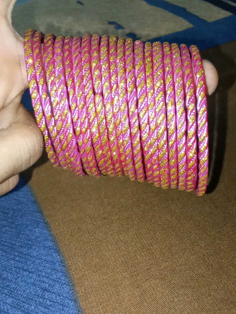 Pink &amp; Gold Sparkle Bangles