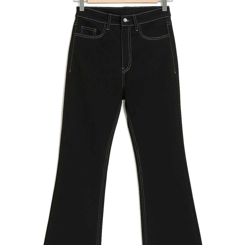 Black Flare Jeans - White Stitch Detail