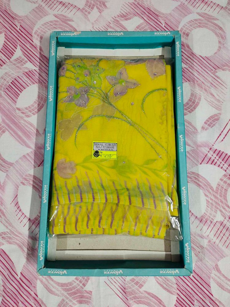 yellow colour vidhya saree