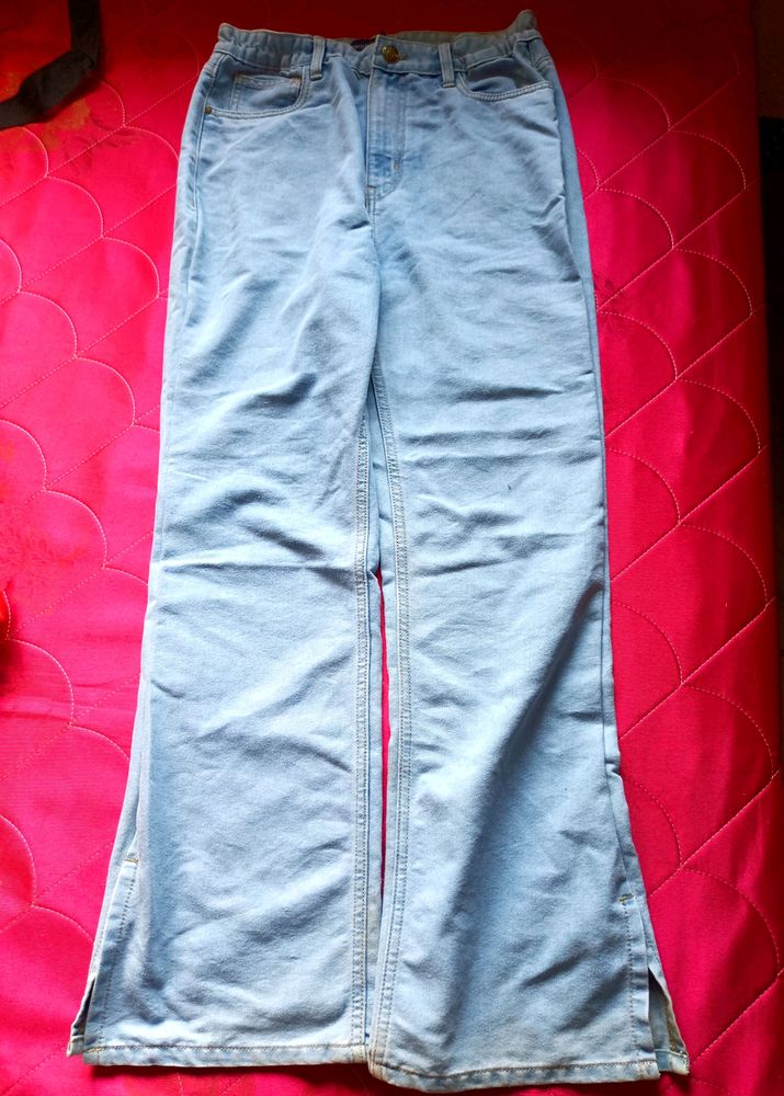 Blue Flared Mid-Rise Jeans