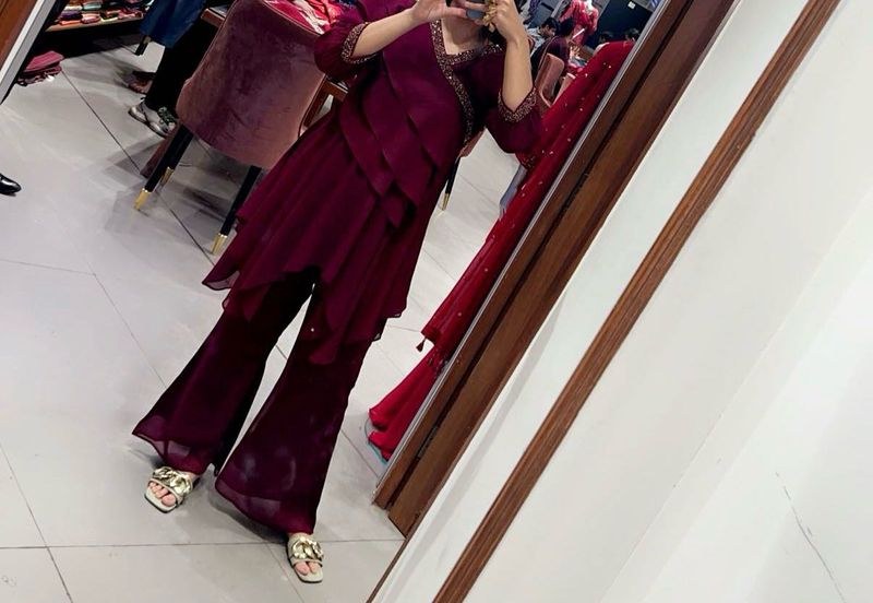Meena Bazaar Purple Co Ord Set With