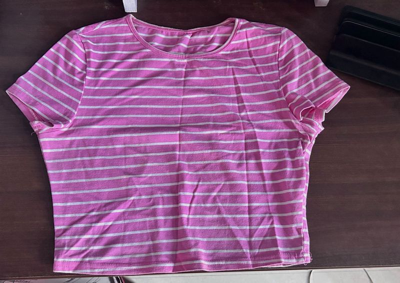 Pink Striped Shein Tee