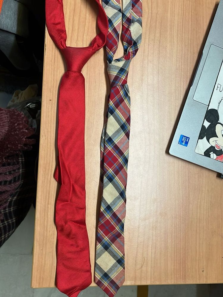 Two Stylish Ties - Red &amp; Plaid