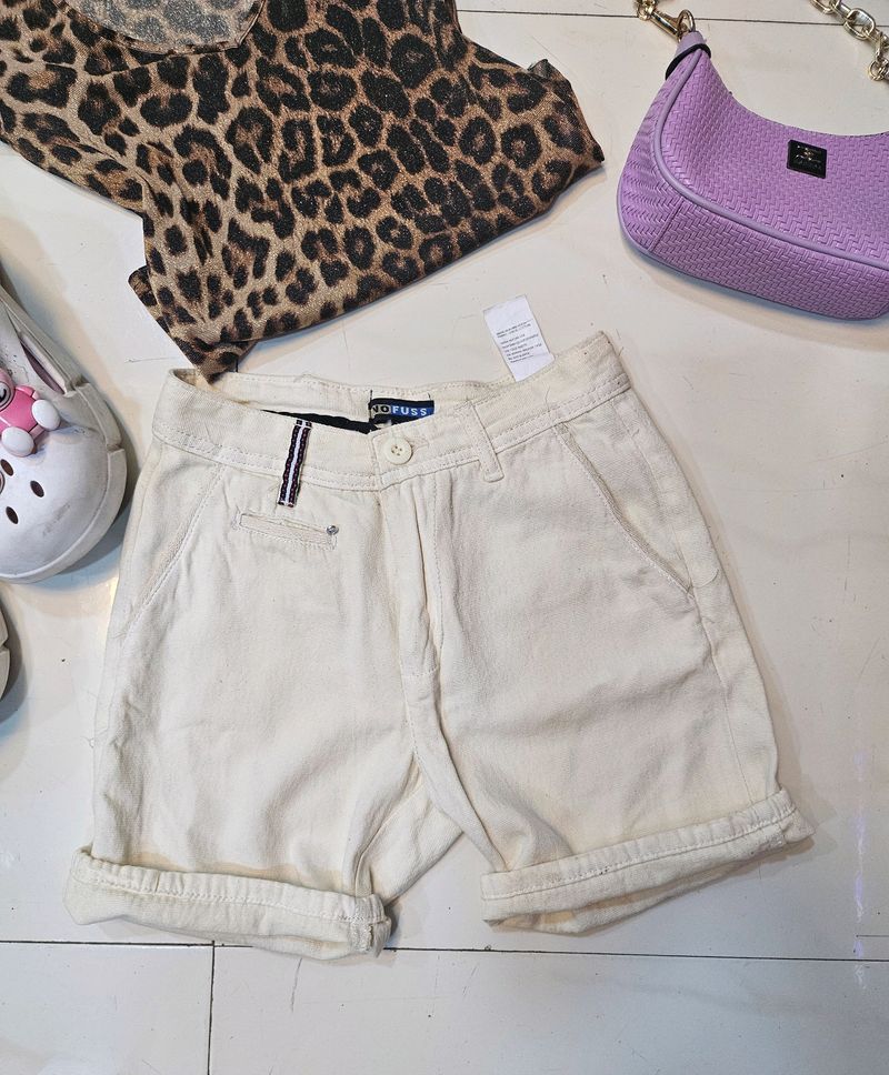 Off White Denim Shorts.