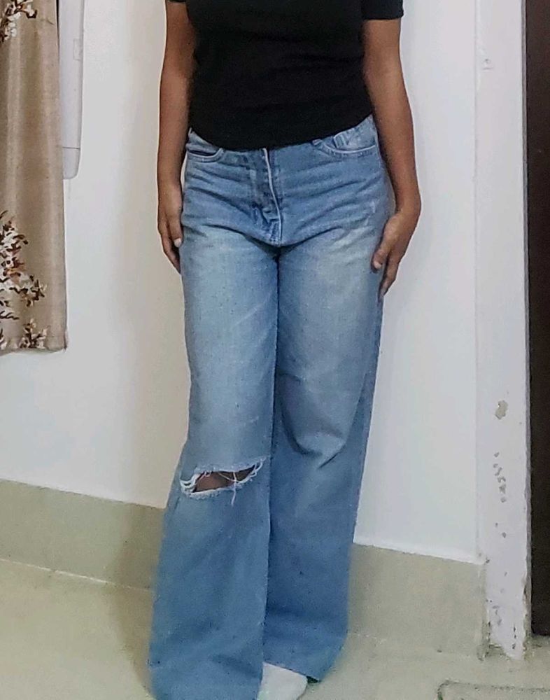 Ripped Wide Leg Jeans