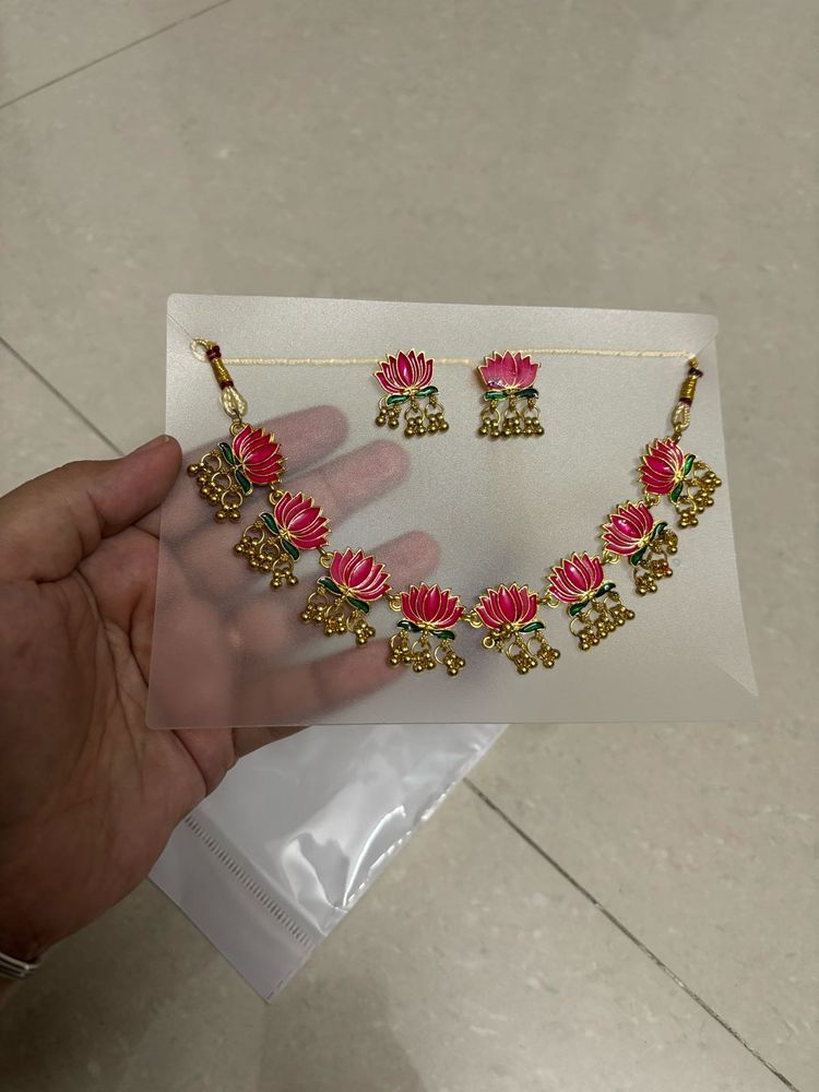 🆕 Pink Lotus Jewellery Set
