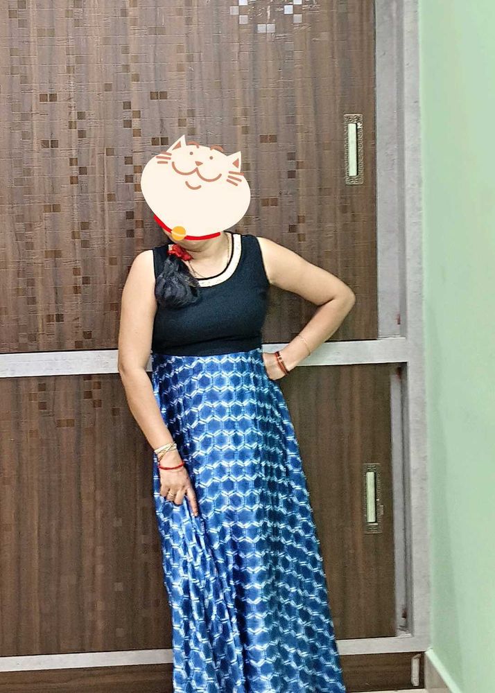 Blue Patterned Maxi Dress
