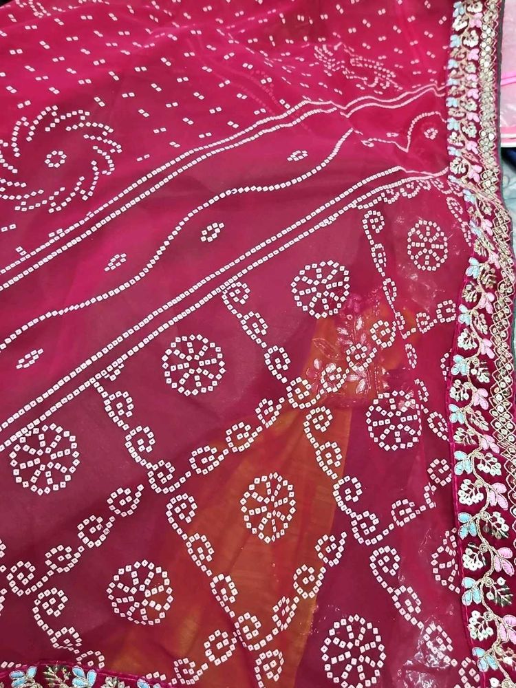 Maroon Bandhej Saree