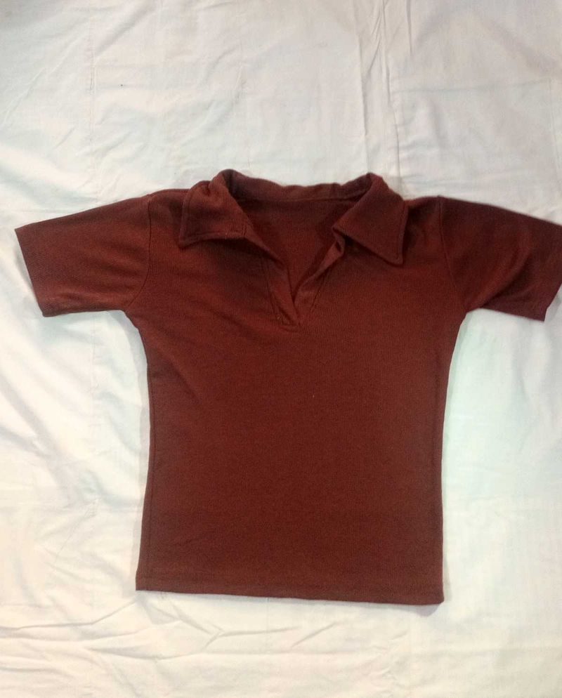 Vintage Brown Polo Top