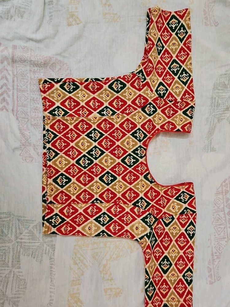 Red Patterned Strechable Blouse