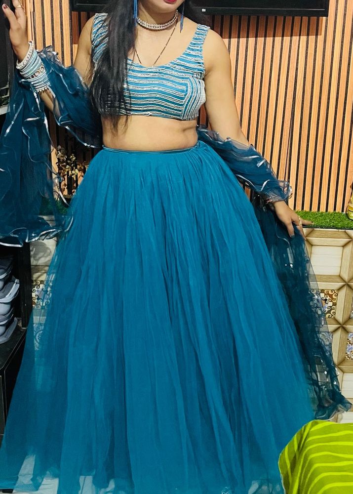 Sky Blue Crop Top Skirt