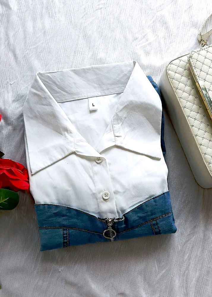 Chic Denim Corset Shirt – Stylish &amp; Trendy