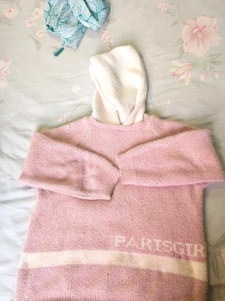 Pink Paris Girl Hoodie Sweater