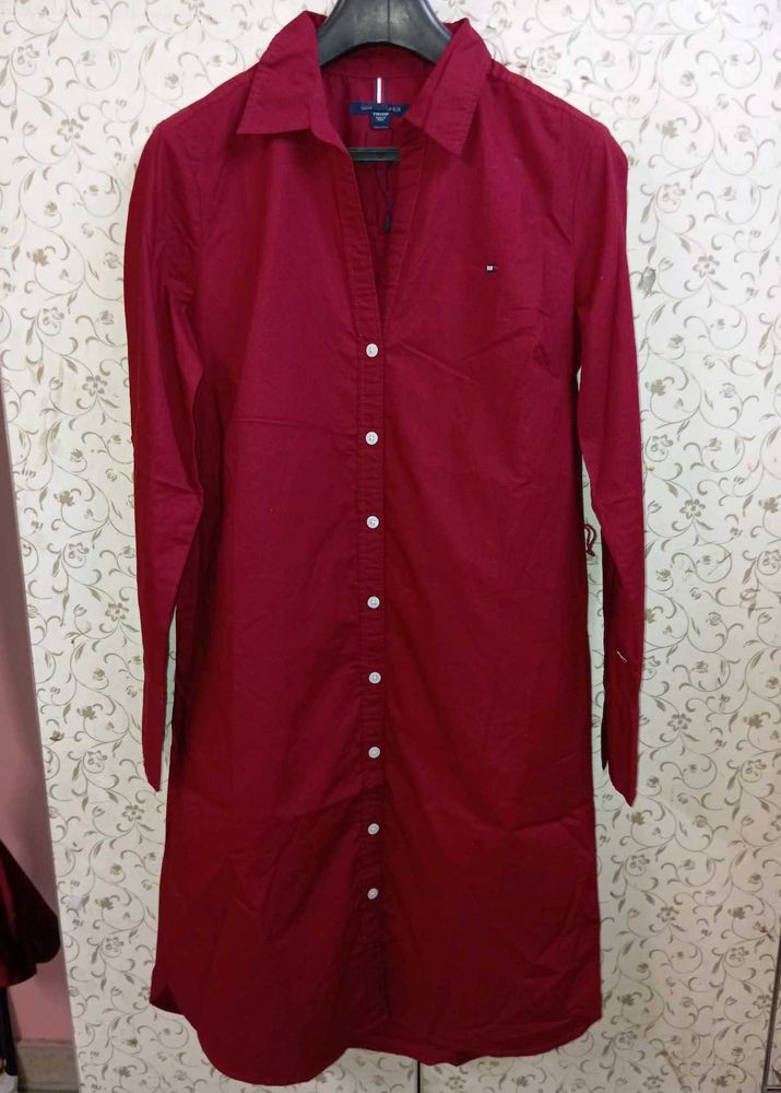 Tommy Hilfiger Burgundy Long Tunic Shirt