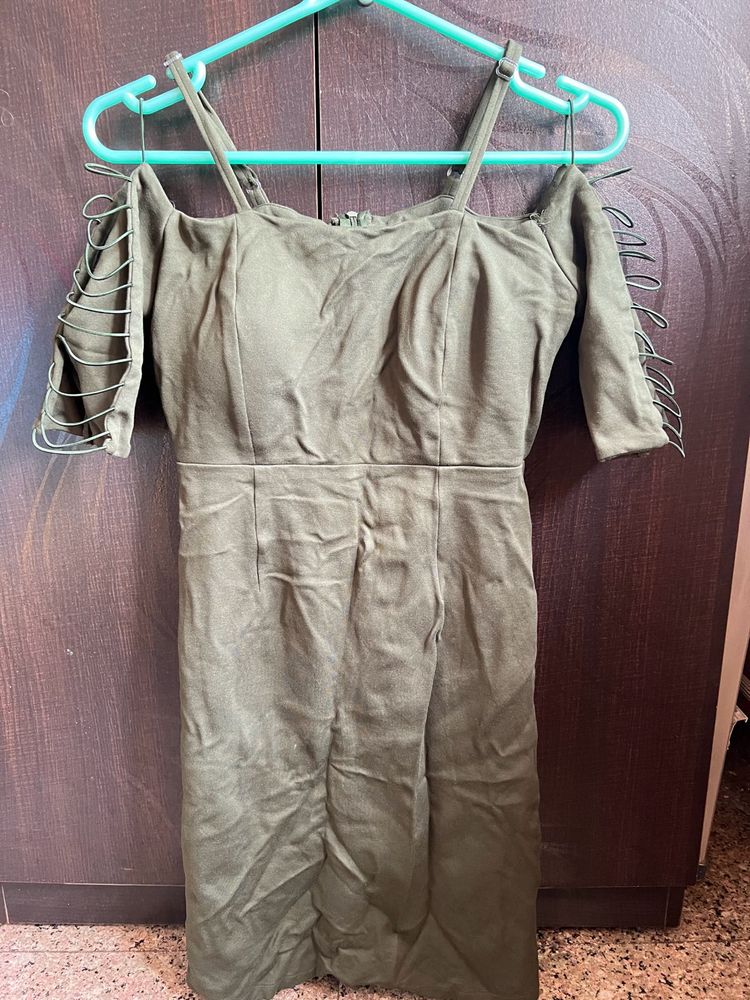 Mini Straps Dress Green