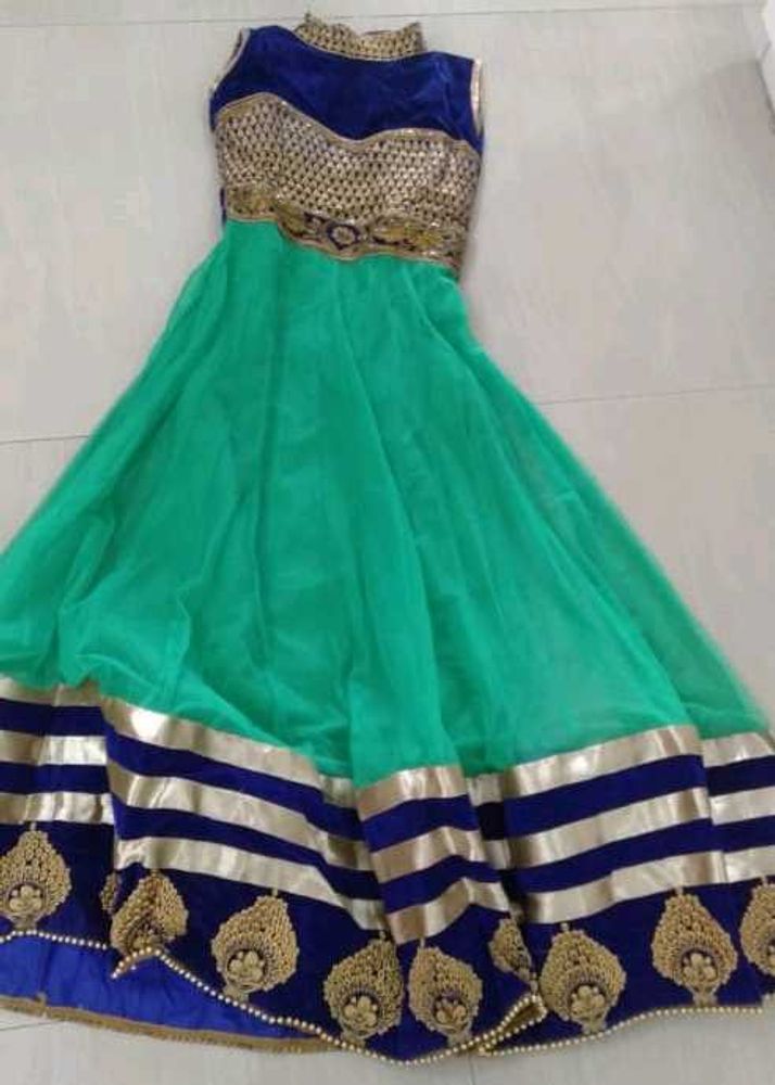 Elegant Blue &amp; Green Anarkali