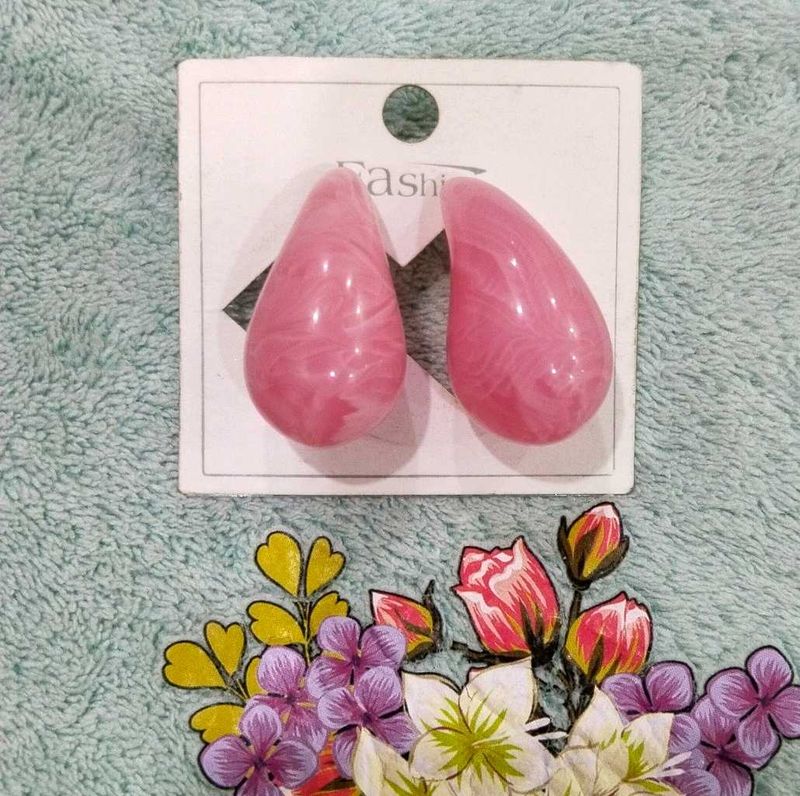 Pink Teardrop Statement Earrings