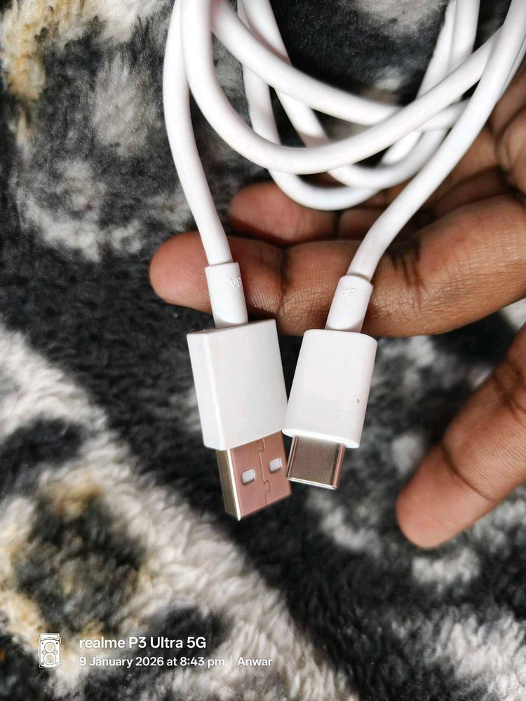 White USB Type-C Cable 80watt oppo realme vivo
