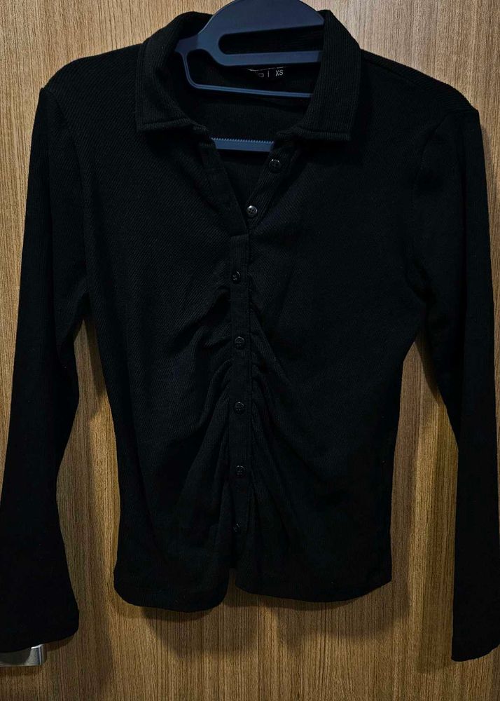 Black Button-Down Top