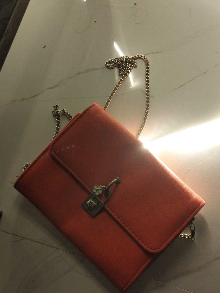 Pink Orangish chain bag
