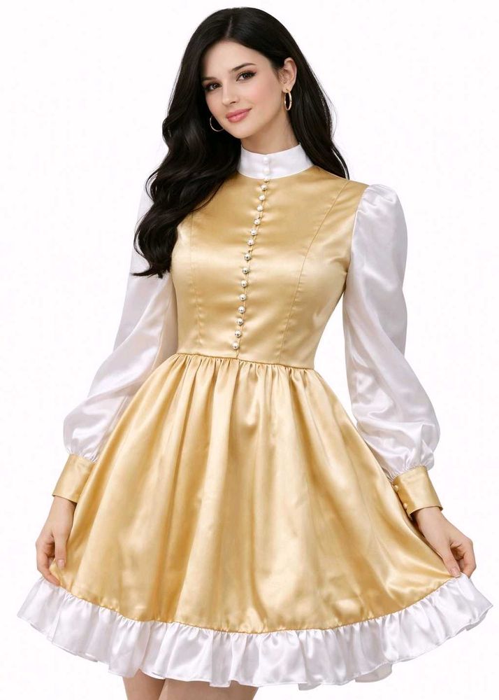 Elegant Gold &amp; White Dress