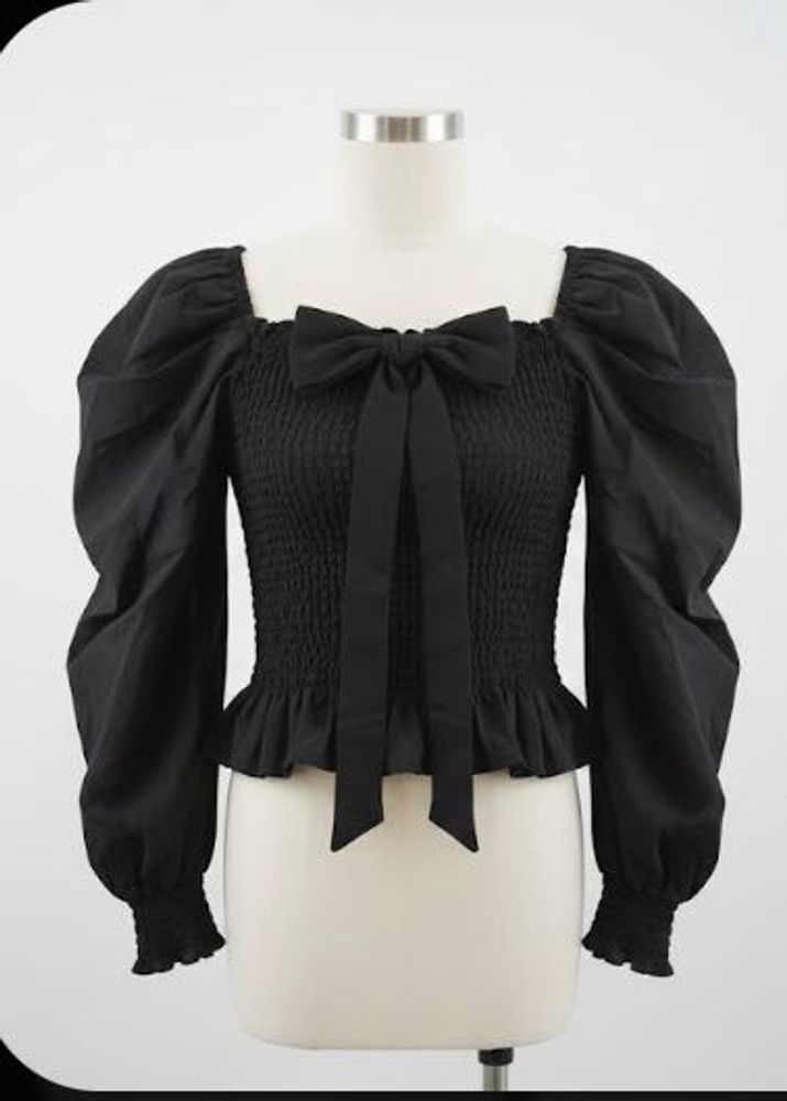 Chic Black Bow Tie Blouse
