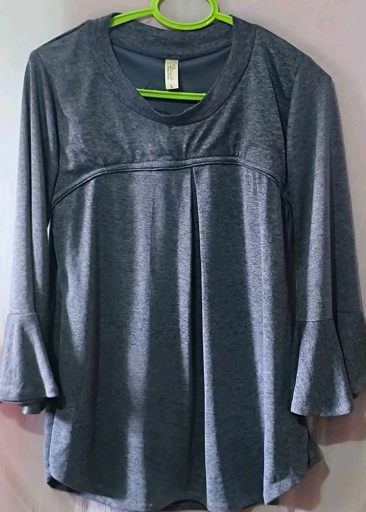 Gray Bell Sleeve Tunic Top
